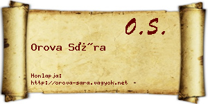 Orova Sára névjegykártya